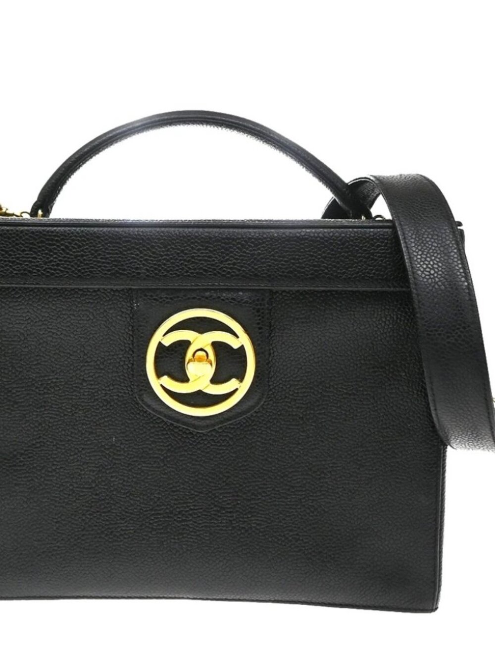 CHANEL CC Logo 2Way Vanity Bag Box Grained Calfskin Leather BK Vintage - Picture 2 of 16